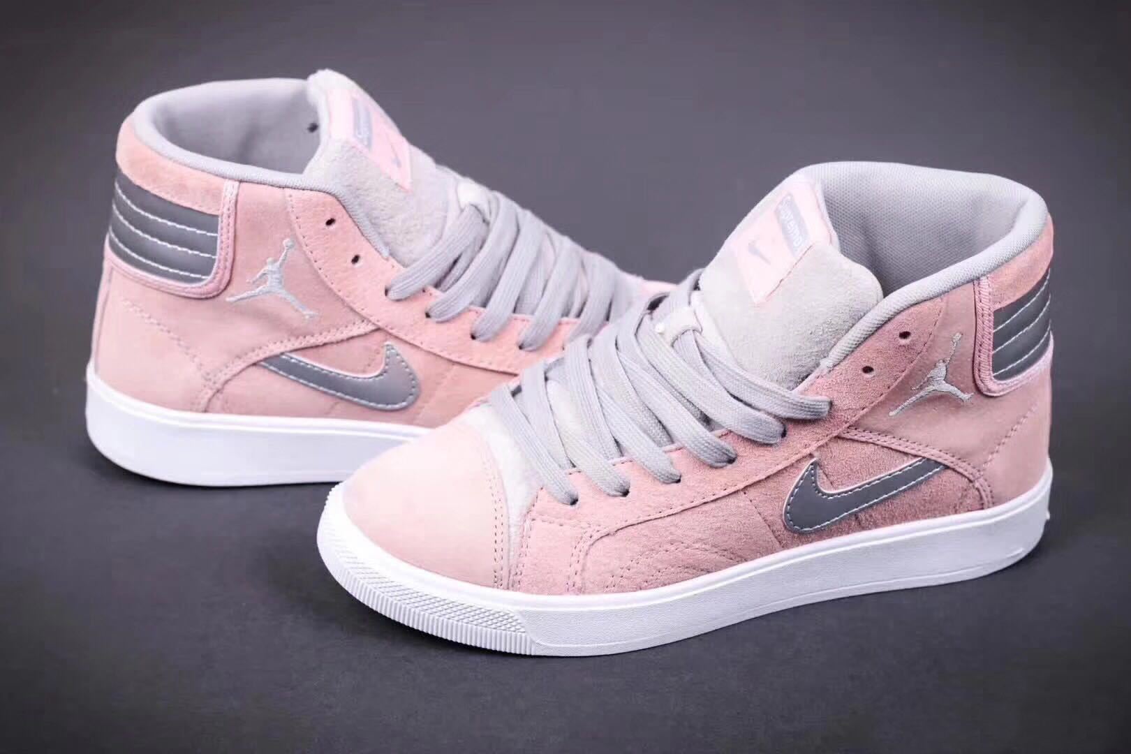 2017 Air Jordan 1 New Year Grey Pink Grey Shoes For Women